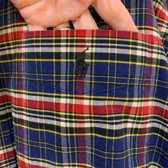 Ralph Lauren Blue/Red plaid Cotton long sleeve Big shirt Size L - Picture 4 of 9